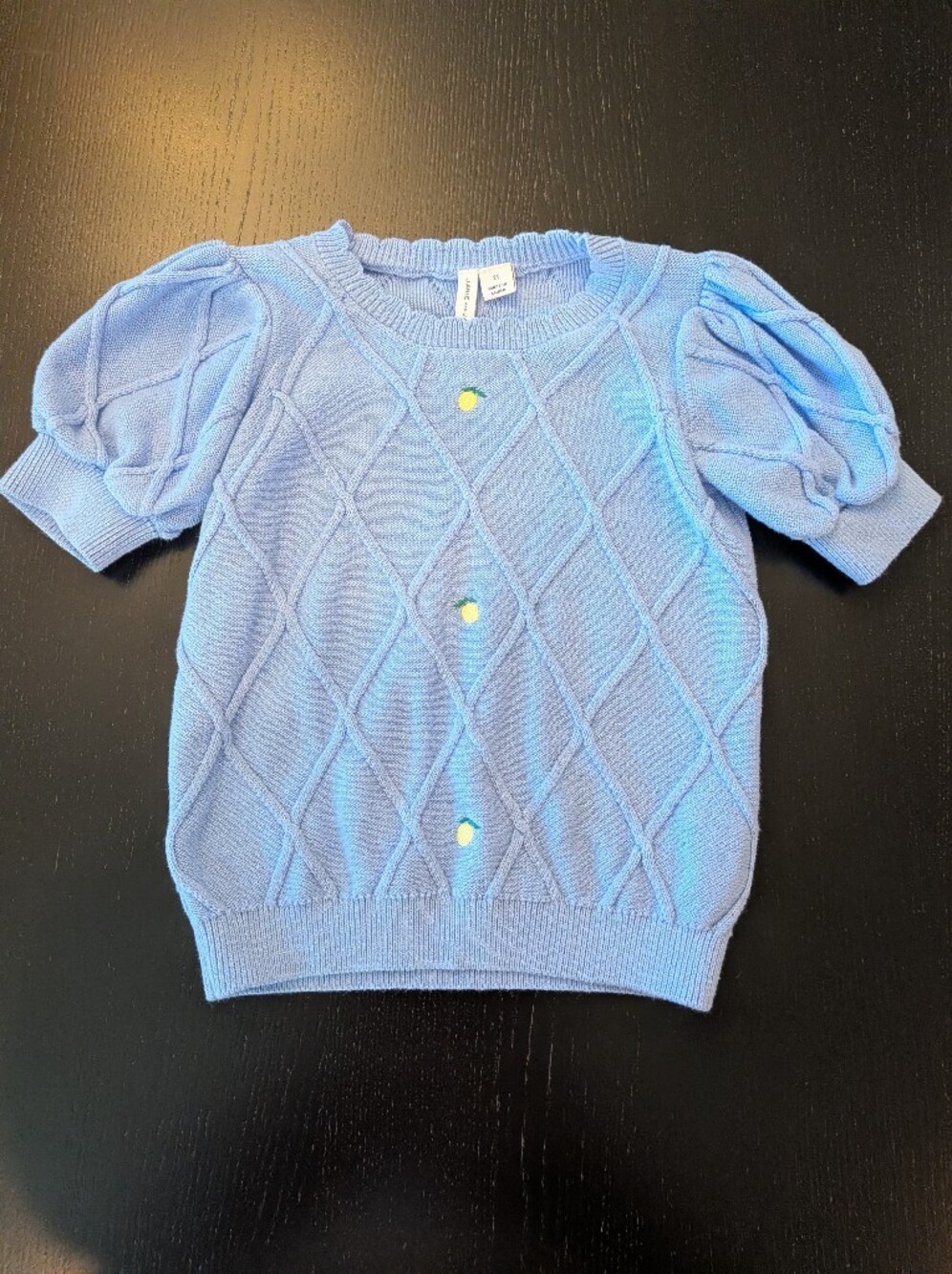 Janie and Jack Light Blue Knit Puff Sleeve Sweater Top - Picture 2 of 7